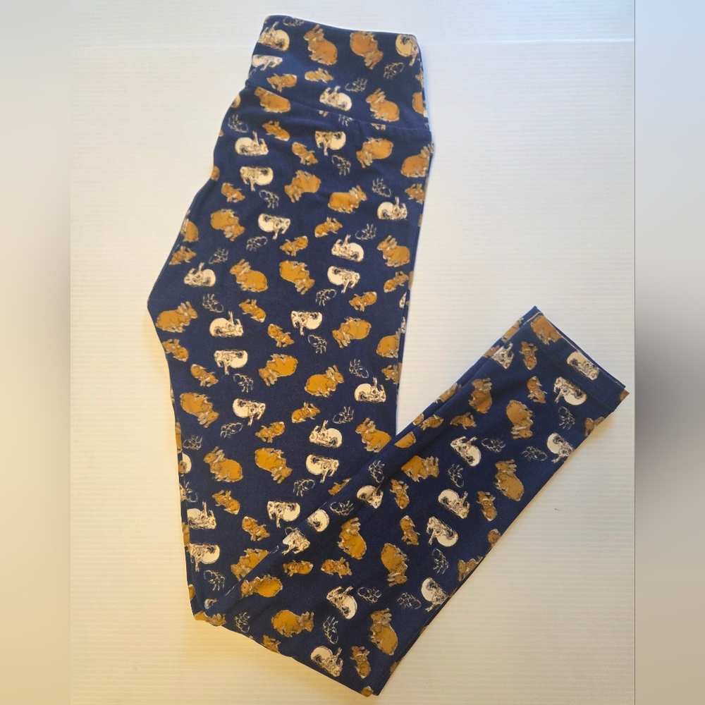 LuLaRoe One Size Easter Bunny Rabbit Navy Leggings